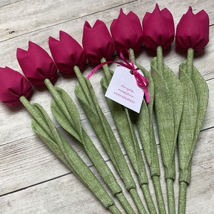 Anyák napi textil tulipánok / szett: 7 db/ ingyen ajándékkísérővel, Otthon & Életmód, Dekoráció, Virágdísz és tartó, Csokor & Virágdísz, Varrás, MESKA