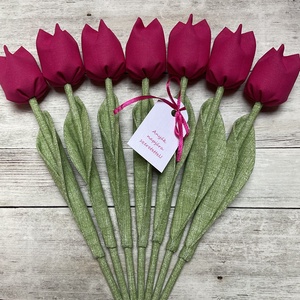 Anyák napi textil tulipánok / szett: 7 db/ ingyen ajándékkísérővel, Otthon & Életmód, Dekoráció, Virágdísz és tartó, Csokor & Virágdísz, Varrás, MESKA