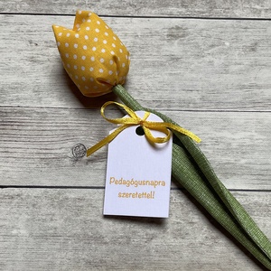 Textil tulipán- pedagógusnapra , Otthon & Életmód, Dekoráció, Virágdísz és tartó, Csokor & Virágdísz, Varrás, MESKA