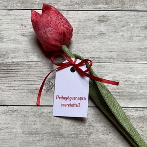 Textil tulipán- pedagógusnapra , Otthon & Életmód, Dekoráció, Virágdísz és tartó, Csokor & Virágdísz, Varrás, MESKA