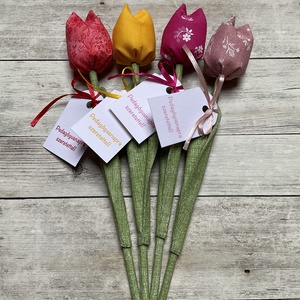 Textil tulipán /szett: 4 db/ pedagógusnapra , Otthon & Életmód, Dekoráció, Virágdísz és tartó, Csokor & Virágdísz, Varrás, MESKA
