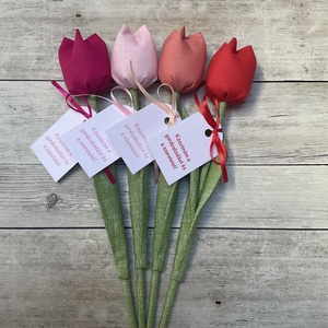 Textil tulipán /szett: 4 db/ bölcsődei búcsúajándék  - Meska.hu