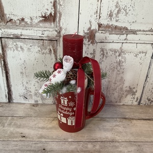 Karácsonyi dekoráció textil szaloncukorral, Karácsony, Adventi díszek, Adventi asztaldísz, Virágkötés, MESKA