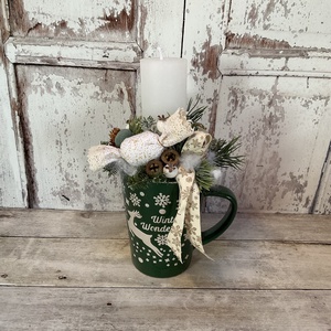 Karácsonyi dekoráció textil szaloncukorral, Karácsony, Adventi díszek, Adventi asztaldísz, Virágkötés, MESKA