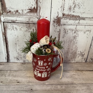 Karácsonyi dekoráció textil szaloncukorral, Karácsony, Adventi díszek, Adventi asztaldísz, Virágkötés, MESKA