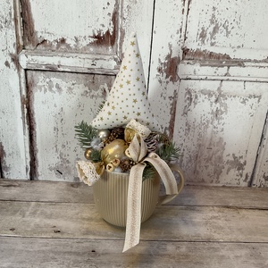 Karácsonyi dekoráció textil szaloncukorral, Karácsony, Adventi díszek, Adventi asztaldísz, Virágkötés, MESKA