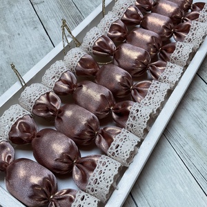 Textil szaloncukor /szett: 10 db/ - karácsony - karácsonyi lakásdekoráció - karácsonyfadíszek - Meska.hu