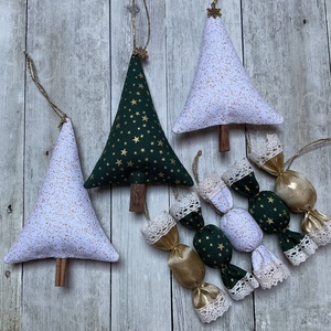 Karácsonyfadísz szett, Karácsony, Karácsonyi lakásdekoráció, Karácsonyfadíszek, Varrás, MESKA
