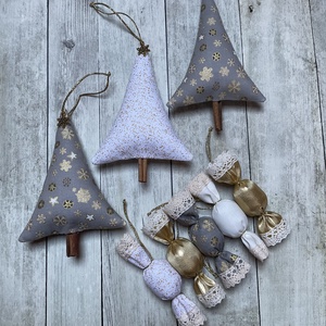 Karácsonyfadísz szett, Karácsony, Karácsonyi lakásdekoráció, Karácsonyfadíszek, Varrás, MESKA