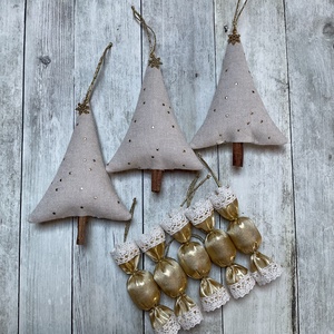 Karácsonyfadísz szett, Karácsony, Karácsonyi lakásdekoráció, Karácsonyfadíszek, Varrás, MESKA