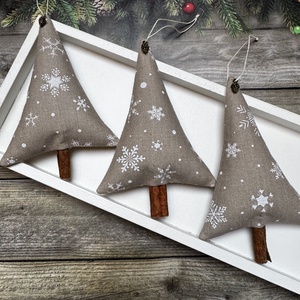 Fenyőfa karácsonyfadísz fahéjszárral /szett: 3 db/, Karácsony, Karácsonyi lakásdekoráció, Karácsonyfadíszek, Varrás, MESKA