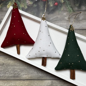 Fenyőfa karácsonyfadísz fahéjszárral /szett: 3 db/, Karácsony, Karácsonyi lakásdekoráció, Karácsonyfadíszek, Varrás, MESKA