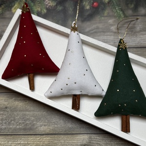 Fenyőfa karácsonyfadísz fahéjszárral /szett: 3 db/ - karácsony - karácsonyi lakásdekoráció - karácsonyfadíszek - Meska.hu