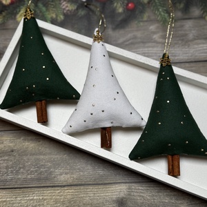 Fenyőfa karácsonyfadísz fahéjszárral /szett: 3 db/, Karácsony, Karácsonyi lakásdekoráció, Karácsonyfadíszek, Varrás, MESKA