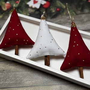 Fenyőfa karácsonyfadísz fahéjszárral /szett: 3 db/, Karácsony, Karácsonyi lakásdekoráció, Karácsonyfadíszek, Varrás, MESKA