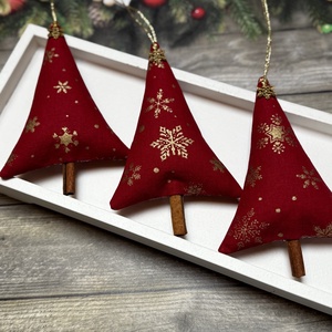 Fenyőfa karácsonyfadísz fahéjszárral /szett: 3 db/, Karácsony, Karácsonyi lakásdekoráció, Karácsonyfadíszek, Varrás, MESKA