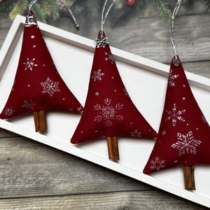 Fenyőfa karácsonyfadísz fahéjszárral /szett: 3 db/, Karácsony, Karácsonyi lakásdekoráció, Karácsonyfadíszek, Varrás, MESKA