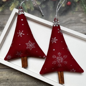 Fenyőfa karácsonyfadísz fahéjszárral /szett: 2 db/, Karácsony, Karácsonyi lakásdekoráció, Karácsonyfadíszek, Varrás, MESKA