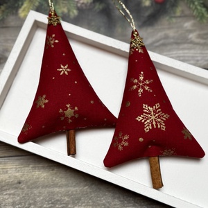 Fenyőfa karácsonyfadísz fahéjszárral /szett: 2 db/, Karácsony, Karácsonyi lakásdekoráció, Karácsonyfadíszek, Varrás, MESKA