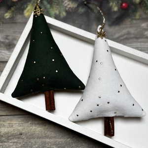 Fenyőfa karácsonyfadísz fahéjszárral /szett: 2 db/, Karácsony, Karácsonyi lakásdekoráció, Karácsonyfadíszek, Varrás, MESKA