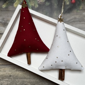 Fenyőfa karácsonyfadísz fahéjszárral /szett: 2 db/, Karácsony, Karácsonyi lakásdekoráció, Karácsonyfadíszek, Varrás, MESKA