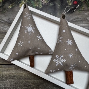 Fenyőfa karácsonyfadísz fahéjszárral /szett: 2 db/, Karácsony, Karácsonyi lakásdekoráció, Karácsonyfadíszek, Varrás, MESKA