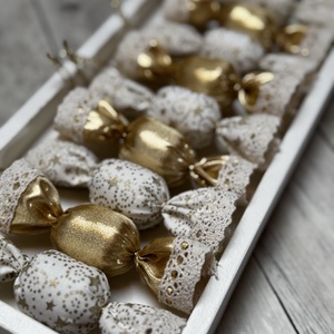 Textil szaloncukor /szett: 10 db/ - karácsony - karácsonyi lakásdekoráció - karácsonyfadíszek - Meska.hu