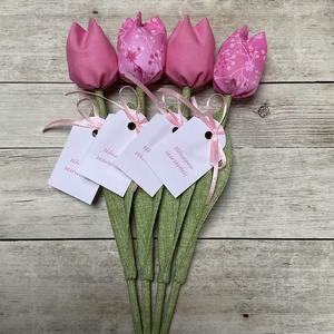 Nőnapi textil tulipánok / szett: 4 db/ ingyen ajándékkísérővel, Otthon & Életmód, Dekoráció, Virágdísz és tartó, Csokor & Virágdísz, Varrás, MESKA