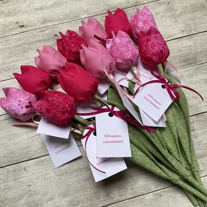 Nőnapi textil tulipánok / szett: 12 db/ ingyen ajándékkísérővel - otthon & életmód - dekoráció - virágdísz és tartó - csokor & virágdísz - Meska.hu
