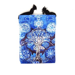 Kék életfa mintás szütyő � textil ajándéktasak 13x18 cm - Meska.hu