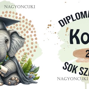 Névvel kérhető Elefánt - 2026 évi Ballagásra mintás persely -  - Meska.hu