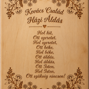 Fa Házi Áldás � Virágmintás falidísz - esküvő - emlék & ajándék - köszönőajándék - Meska.hu
