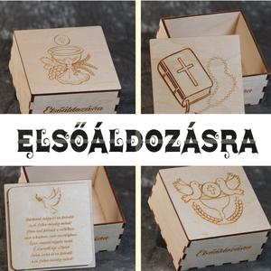 Ajándékdobozkák elsőáldozásra, Otthon & Életmód, Dekoráció, Asztal és polc dekoráció, Díszdoboz, Famegmunkálás, Festett tárgyak, MESKA