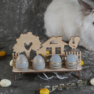 Húsvéti tojástartó asztaldísz, Otthon & Életmód, Dekoráció, Asztal és polc dekoráció, Asztaldísz, Famegmunkálás, Festett tárgyak, MESKA