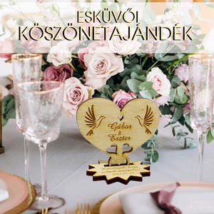Gravírozott fa köszönetajándékok, ültetőtők, hűtőmágnesek és poháralátétek, Esküvő, Emlék & Ajándék, Köszönőajándék, Famegmunkálás, Gravírozás, pirográfia, MESKA