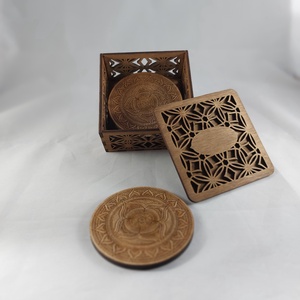 Poháralátét készlet - mandala mintás 1, Otthon & Életmód, Konyhafelszerelés, tálalás, Tálalás, Tányér- és poháralátét, Famegmunkálás, Gravírozás, pirográfia, MESKA