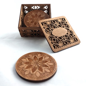 Poháralátét készlet - mandala mintás 2, Otthon & Életmód, Konyhafelszerelés, tálalás, Tálalás, Tányér- és poháralátét, Famegmunkálás, Gravírozás, pirográfia, MESKA