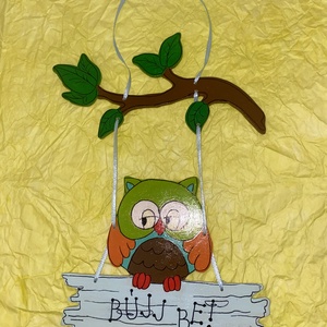 Baglyos tábla- k�zzel festett - otthon & életmód - dekoráció - ajtó- és ablak dekoráció - ajtótábla - Meska.hu