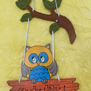 Baglyos tábla- k�zzel festett - otthon & életmód - dekoráció - ajtó- és ablak dekoráció - ajtótábla - Meska.hu