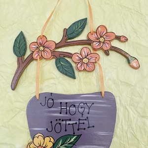 Virágos ajtótábla-kézzel festett - Meska.hu