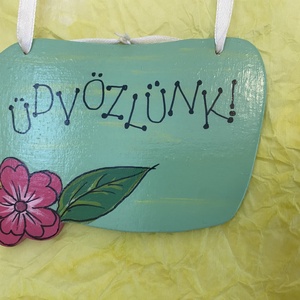 Virágos ajtótábla-kézzel festett - otthon & életmód - dekoráció - ajtó- és ablak dekoráció - ablakdísz - Meska.hu