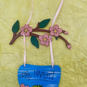 Virágos ajtótábla-kézzel festett - otthon & életmód - dekoráció - ajtó- és ablak dekoráció - ablakdísz - Meska.hu