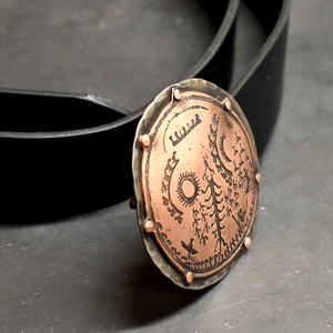 Bőr öv, övcsat, sámándob -  - Meska.hu