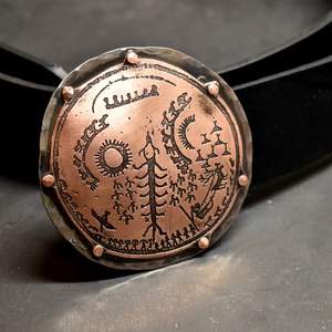 Bőr öv, övcsat, sámándob -  - Meska.hu