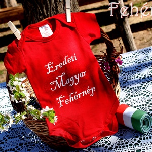 Eredeti Magyar Fehérnép bodri piros RU, Ruha & Divat, Babaruha & Gyerekruha, Body, Festett tárgyak, Varrás, Meska