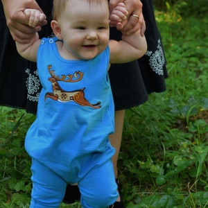 Aranyszarvas emberke - kék - ruha & divat - babaruha & gyerekruha - póló - Meska.hu