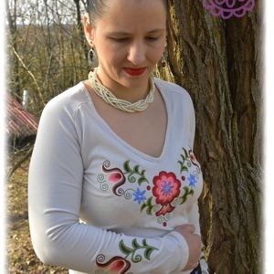 Kun Fehérnép HU fehér, Ruha & Divat, Női ruha, Póló, felső, Hímzés, Varrás, MESKA