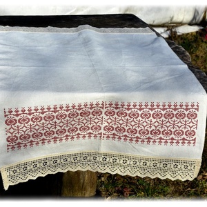 Borbolya keresztszemes törlőruha (bordó) - otthon & életmód - fürdőszoba - törölköző - Meska.hu