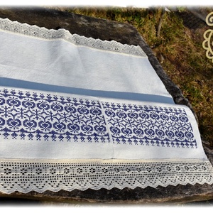 Borbolya keresztszemes törlőruha (kék) - otthon & életmód - fürdőszoba - törölköző - Meska.hu