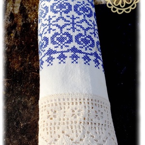 Borbolya keresztszemes törlőruha (kék) - otthon & életmód - fürdőszoba - törölköző - Meska.hu